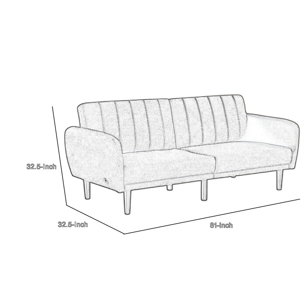 Arz Fold Out Futon Sofa Bed, Light Gray, Retro Channel Tufted Back -BM332988