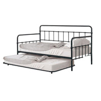 Tes Daybed with Pull Out Trundle, Classic Black Metal Open Frame -BM332990