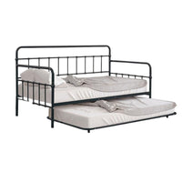 Tes Daybed with Pull Out Trundle, Classic Black Metal Open Frame -BM332990