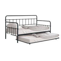 Tes Daybed with Pull Out Trundle, Classic Black Metal Open Frame -BM332990