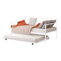 Ham Daybed with Pull Out Trundle, White Slatted Open Metal Frame -BM332993