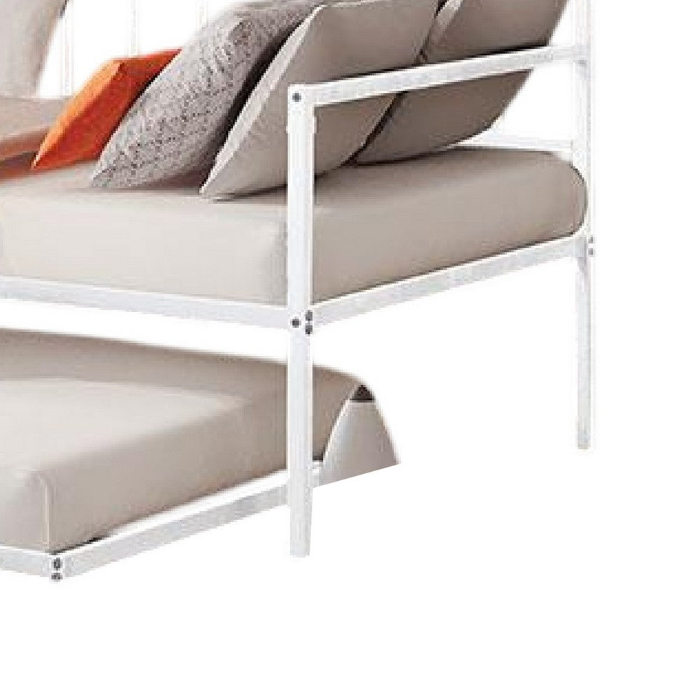Ham Daybed with Pull Out Trundle, White Slatted Open Metal Frame -BM332993