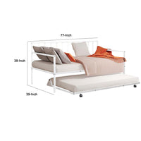 Ham Daybed with Pull Out Trundle, White Slatted Open Metal Frame -BM332993