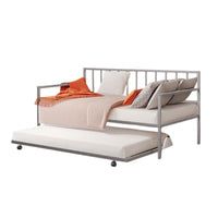 Ham Daybed with Pull Out Trundle, Silver Slatted Open Metal Frame -BM332995