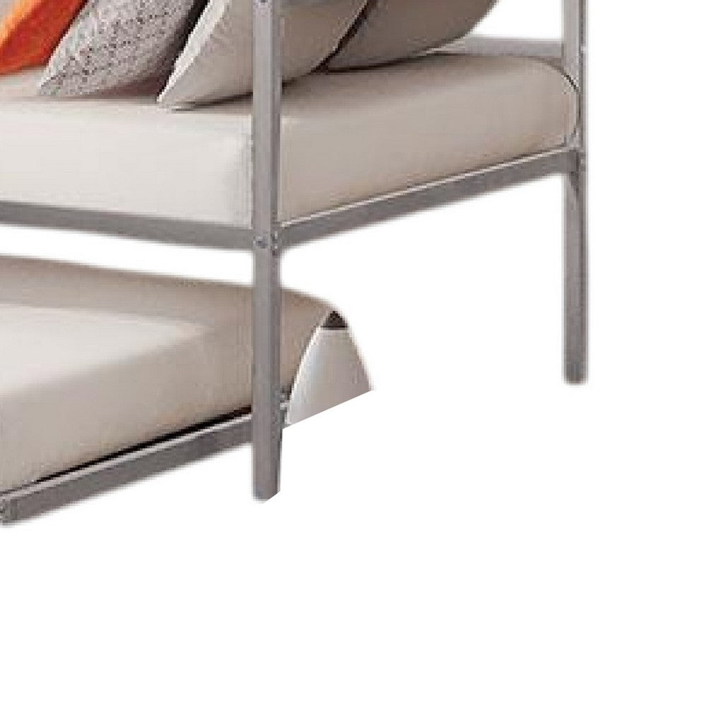 Ham Daybed with Pull Out Trundle, Silver Slatted Open Metal Frame -BM332995