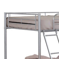 Cet Twin Over Twin Bunk Bed, Silver Metal Frame, Attached Ladder -BM332997