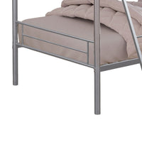 Cet Twin Over Twin Bunk Bed, Silver Metal Frame, Attached Ladder -BM332997