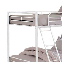Cet Twin Over Twin Bunk Bed, White Metal Frame, Attached Angled Ladder -BM332998