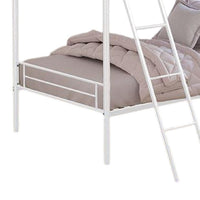 Cet Twin Over Twin Bunk Bed, White Metal Frame, Attached Angled Ladder -BM332998