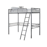 Mylz Twin Loft Bed, Black Metal Frame with Attached Angled Ladder -BM332999