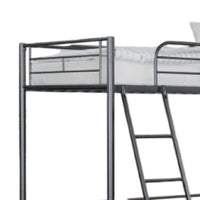 Mylz Twin Loft Bed, Black Metal Frame with Attached Angled Ladder -BM332999