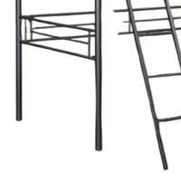 Mylz Twin Loft Bed, Black Metal Frame with Attached Angled Ladder -BM332999