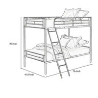 Mylz Twin Loft Bed, Black Metal Frame with Attached Angled Ladder -BM332999