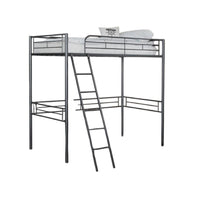 Mylz Twin Loft Bed, Black Metal Frame with Attached Angled Ladder -BM332999