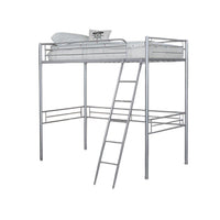Mylz Twin Loft Bed, Silver Metal Frame with Attached Angled Ladder -BM333000