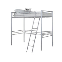 Mylz Twin Loft Bed, Silver Metal Frame with Attached Angled Ladder -BM333000