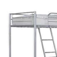 Mylz Twin Loft Bed, Silver Metal Frame with Attached Angled Ladder -BM333000