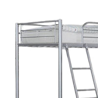Mylz Twin Loft Bed, Silver Metal Frame with Attached Angled Ladder -BM333000