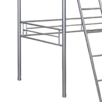 Mylz Twin Loft Bed, Silver Metal Frame with Attached Angled Ladder -BM333000