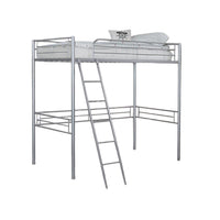 Mylz Twin Loft Bed, Silver Metal Frame with Attached Angled Ladder -BM333000