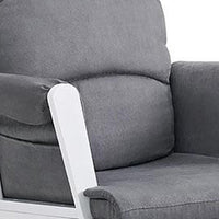 Omix Glider Rocker Chair with Ottoman, White Wood, Dark Gray -BM333005