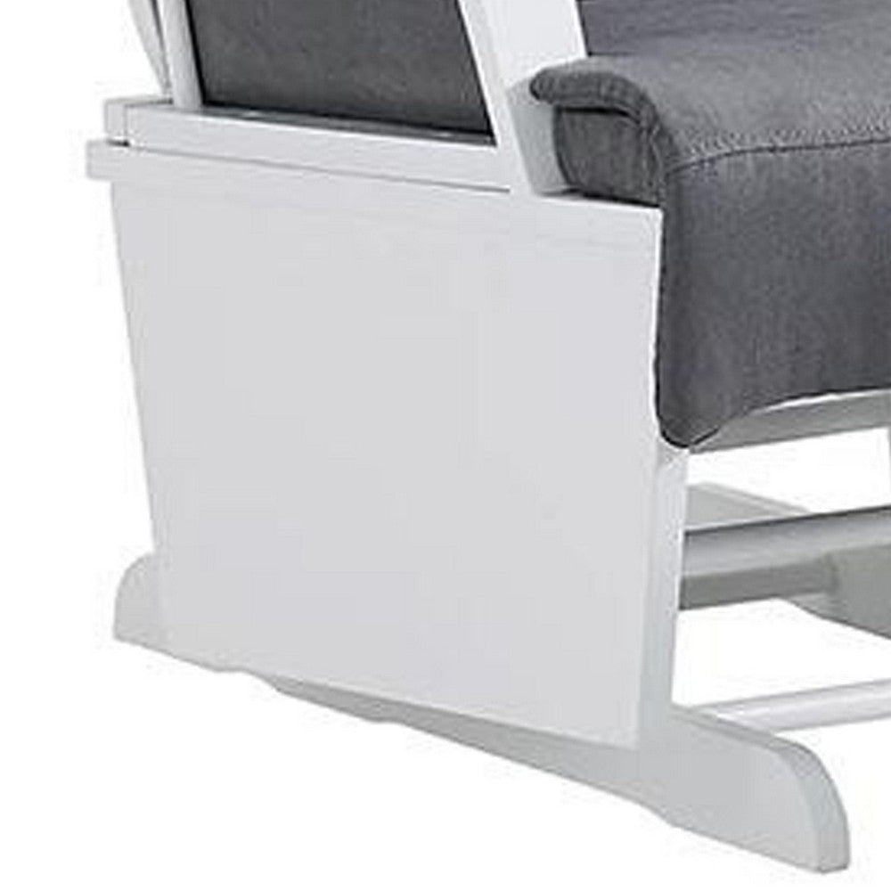 Omix Glider Rocker Chair with Ottoman, White Wood, Dark Gray -BM333005