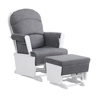 Omix Glider Rocker Chair with Ottoman, White Wood, Dark Gray -BM333005