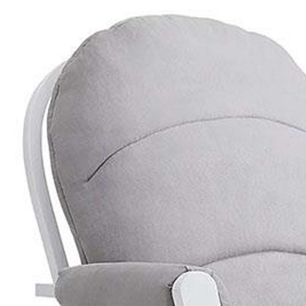 Omix Glider Rocker Chair with Ottoman, White Wood, Light Gray -BM333006