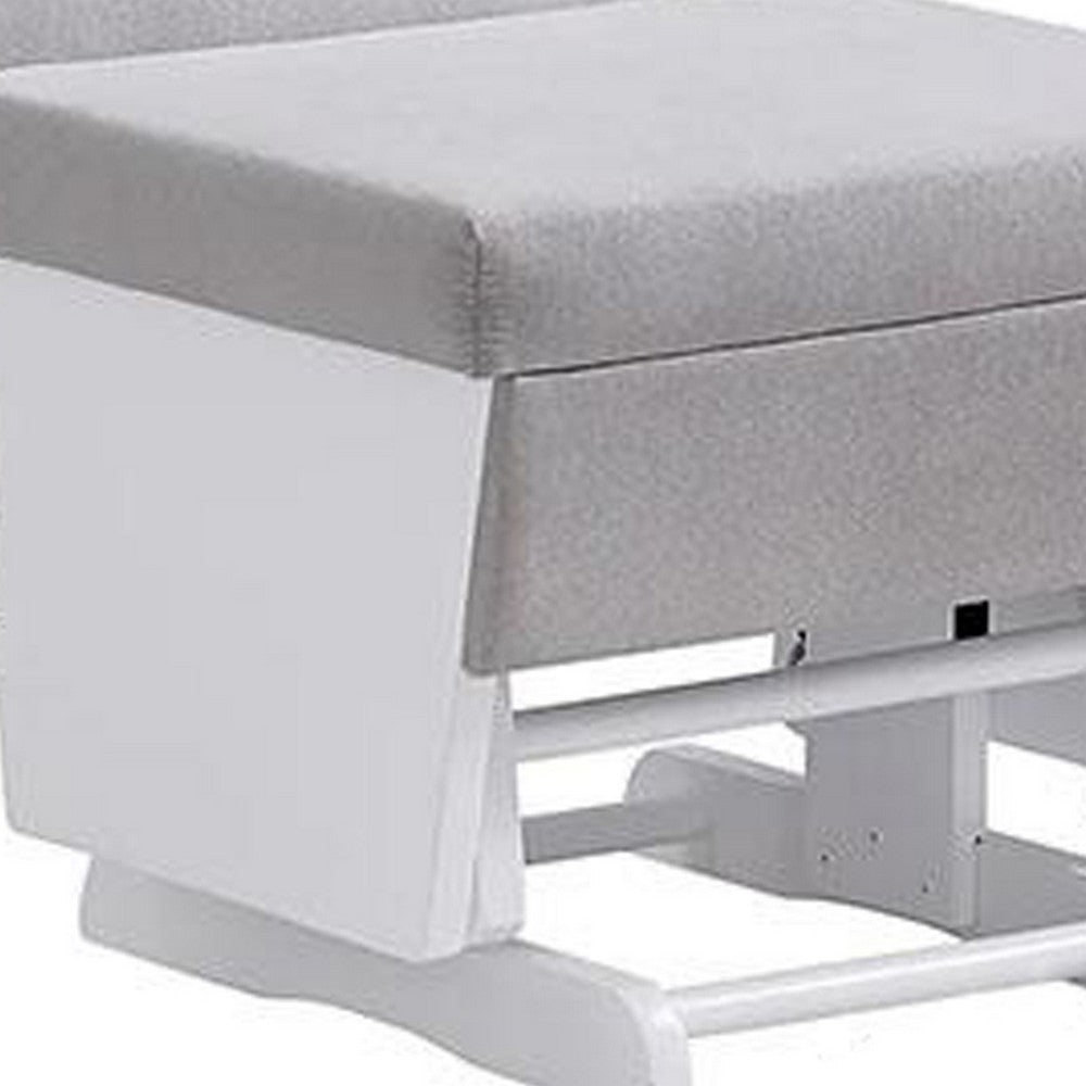 Omix Glider Rocker Chair with Ottoman, White Wood, Light Gray -BM333006
