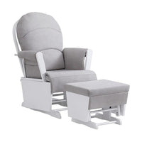 Omix Glider Rocker Chair with Ottoman, White Wood, Light Gray -BM333006