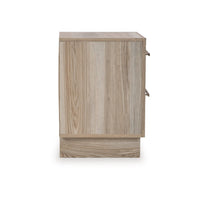 Brikz Nightstand, 2 Drawers, USB Port, Laminate Farmhouse Tan Brown -BM333017
