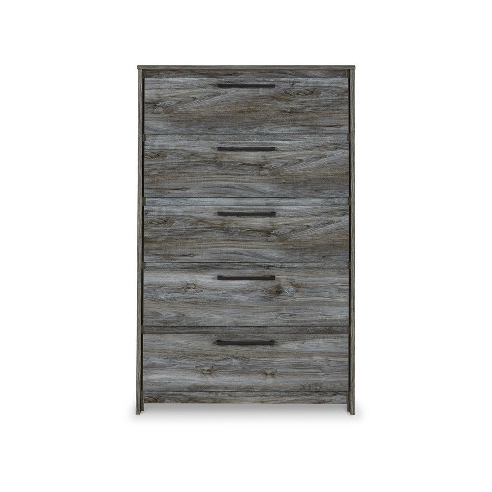 Bays Tall Dresser Chest, 5 Drawers, Modern Rustic Laminate Smoky Gray -BM333019