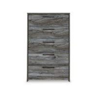 Bays Tall Dresser Chest, 5 Drawers, Modern Rustic Laminate Smoky Gray -BM333019