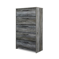 Bays Tall Dresser Chest, 5 Drawers, Modern Rustic Laminate Smoky Gray -BM333019