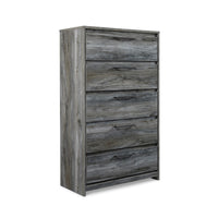 Bays Tall Dresser Chest, 5 Drawers, Modern Rustic Laminate Smoky Gray -BM333019
