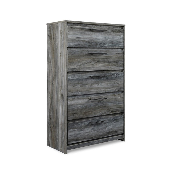 Bays Tall Dresser Chest, 5 Drawers, Modern Rustic Laminate Smoky Gray -BM333019