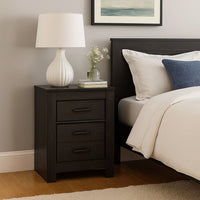 Brin Nightstand, 2 Drawers, Rustic Contemporary Laminate Charcoal Gray -BM333025