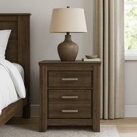 Rye Nightstand with 2 Drawers, Modern Classic Laminate Dark Brown -BM333028
