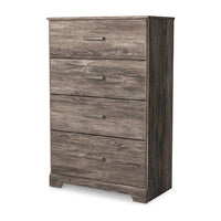 Isnk Tall Dresser Chest, 4 Drawers, Modern Farmhouse Laminate Gray Oak -BM333032