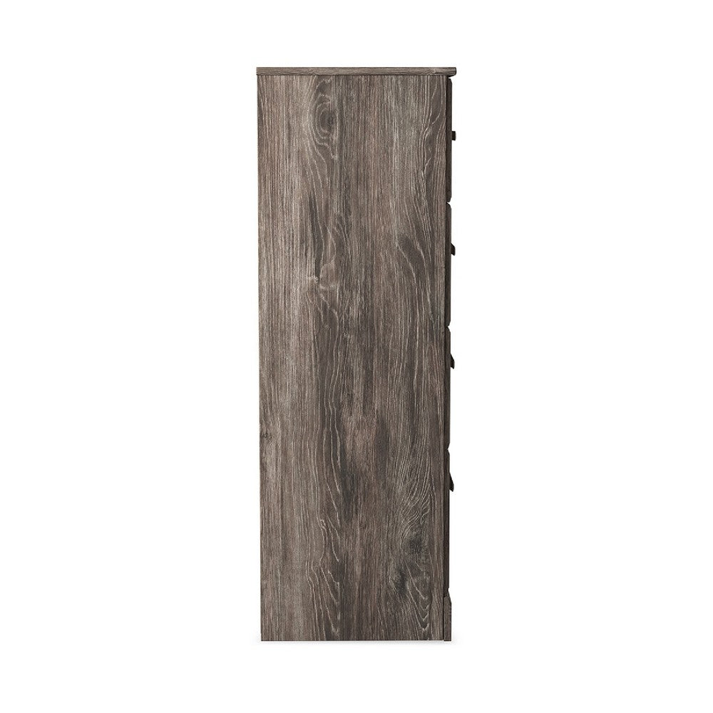 Isnk Tall Dresser Chest, 4 Drawers, Modern Farmhouse Laminate Gray Oak -BM333032