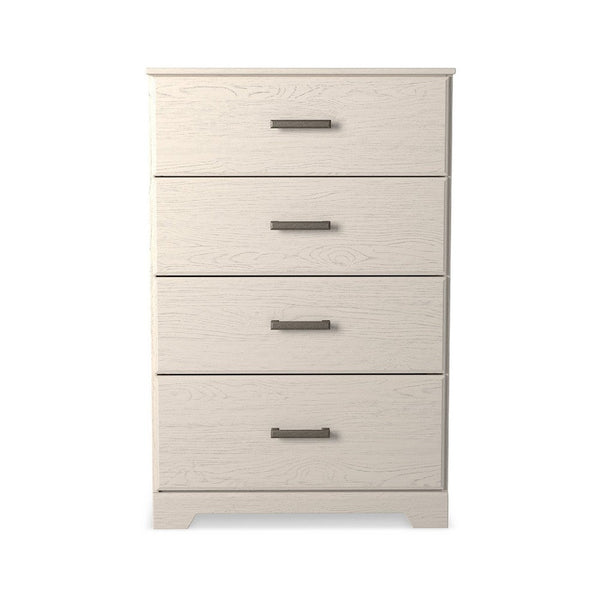 Tely Tall Dresser Chest, 4 Drawers, Modern Farmhouse Laminate White -BM333033