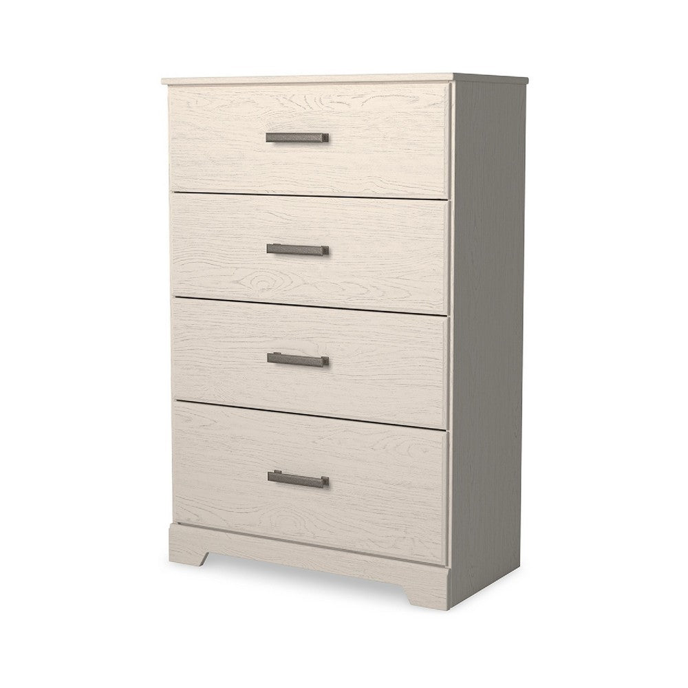 Tely Tall Dresser Chest, 4 Drawers, Modern Farmhouse Laminate White -BM333033