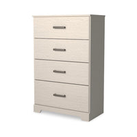 Tely Tall Dresser Chest, 4 Drawers, Modern Farmhouse Laminate White -BM333033
