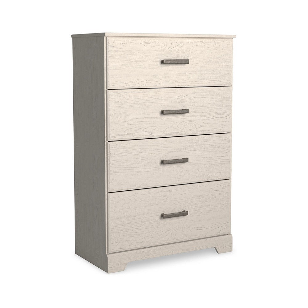 Tely Tall Dresser Chest, 4 Drawers, Modern Farmhouse Laminate White -BM333033