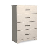 Tely Tall Dresser Chest, 4 Drawers, Modern Farmhouse Laminate White -BM333033