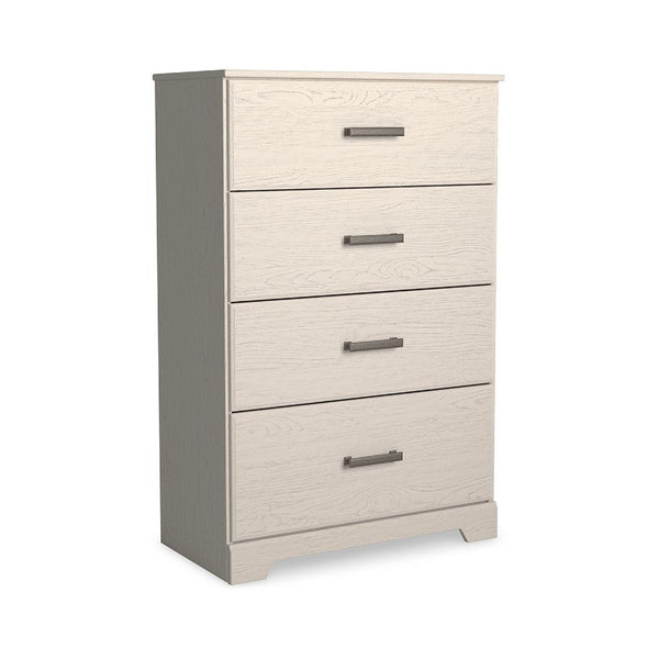 Tely Tall Dresser Chest, 4 Drawers, Modern Farmhouse Laminate White -BM333033