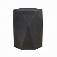 Hano Side End Table, Black Rubberwood, 22 Inch Modern Geometric Body -BM333067