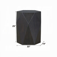 Hano Side End Table, Black Rubberwood, 22 Inch Modern Geometric Body -BM333067
