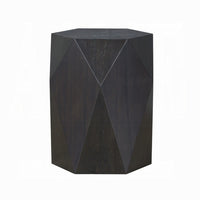 Hano Side End Table, Black Rubberwood, 22 Inch Modern Geometric Body -BM333067