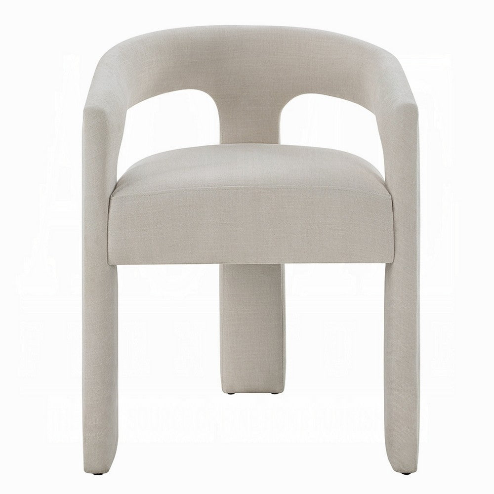 Gamo Set of 2 Side Dining Chair, Rounded Back, Modern White Chenille -BM333072